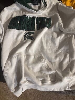 Michigan State White & Green Hoodie with Spartan Logo